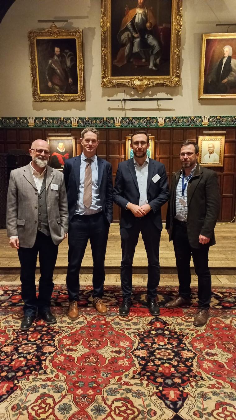 Roland Bernhard with Martin Brestovanský and Tom Harrison at Oriel College, Oxford, January 2025