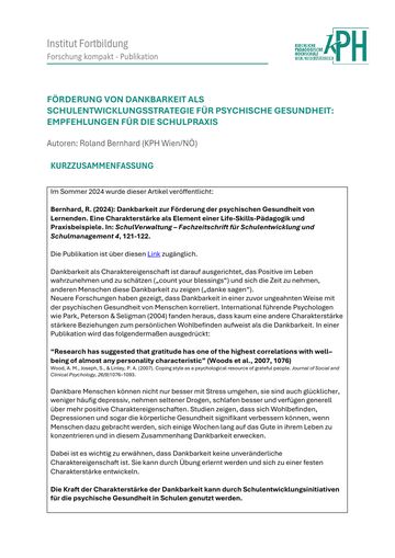 Förderung von Dankbarkeit als Schulentwicklungsstrategie für psychische Gesundheit – PDF